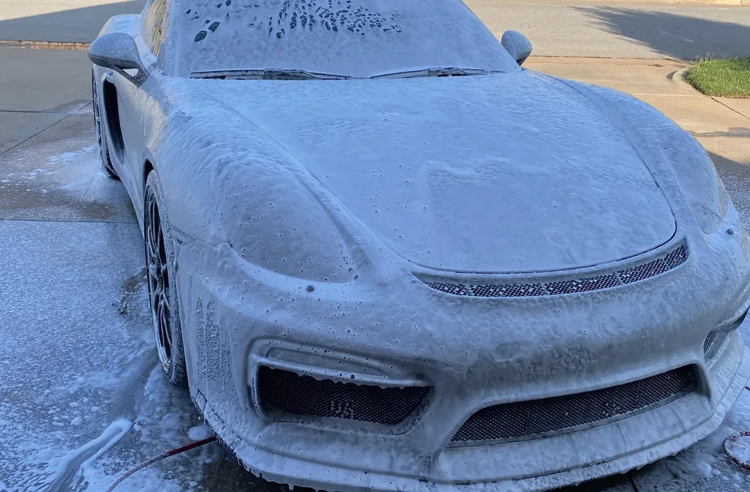 Exterior wash and decontamination on a detailed vehicle